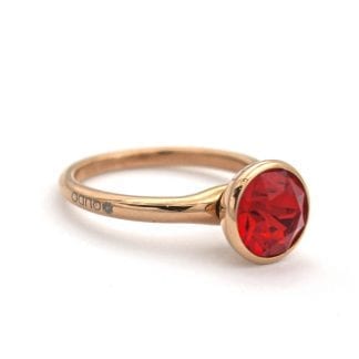 Qudo Ring Swarovski Crystal Red Rose Gold