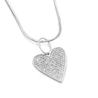 Argent Sterling Collier Coeur Pavé Zircon Cubique - Bijoux L'Inédit
