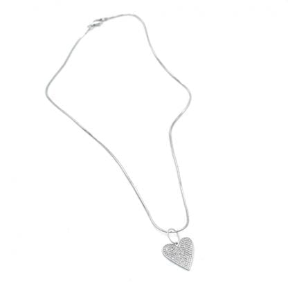 Sterling Silver Necklace Heart Cubic Zirconia
