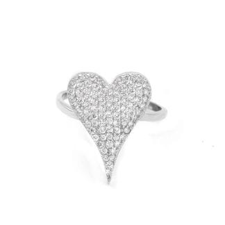 Argent Sterling Bague Coeur Pavé Zircon Cubique -Bijoux L'inédit