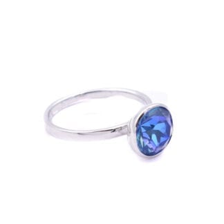 Argent Sterling Bague Cristal Irisé Bleu - Bijoux L'Inédit