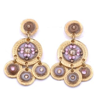 Boucles d'oreilles pour Femme Sequin 2 Rangs Rose Or - Bijoux L'Inédit