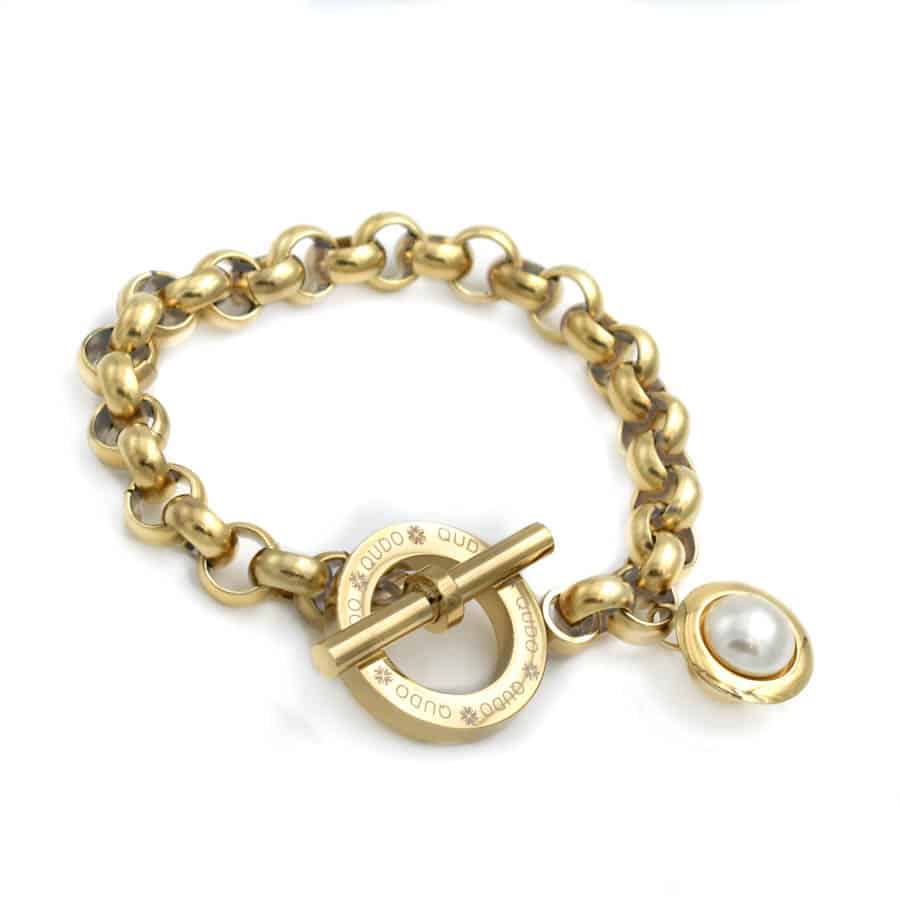 Qudo Bracelet Ceccano Gold and Tondo Pearl Bijoux L In dit