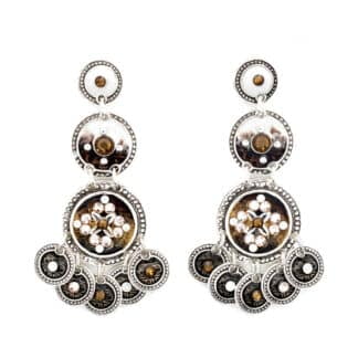 Gas Bijoux Earrings Sequin Three Rows Silver - Bijoux L'Inedit