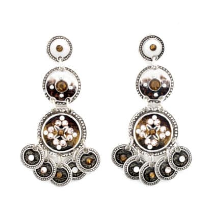 Gas Bijoux Earrings Sequin Three Rows Silver - Bijoux L'Inedit