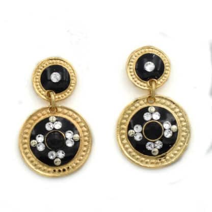 Gas Bijoux Earrings Sequin Black and Gold - Bijoux L'Inedit