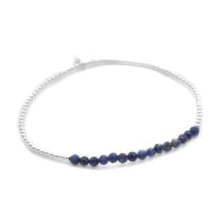 Sterling Silver Bracelet Lapis Lazuli. - Bijoux L'Inedit