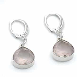 Sterling Silver Earrings Smoked Rose Quartz - Bijoux L'Inedit