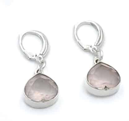 Sterling Silver Earrings Smoked Rose Quartz - Bijoux L'Inedit