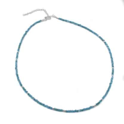 Sterling Silver Necklace Blue Apatite Small - Bijoux L'Inedit
