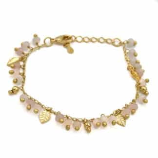 Bracelet pour Femme Folhas e Pedra Rosa - Bijoux L'Inédit