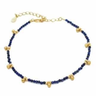 Sterling Silver Bracelet Mini Lapis Lazuli and Gold - Bijoux L'Inedit
