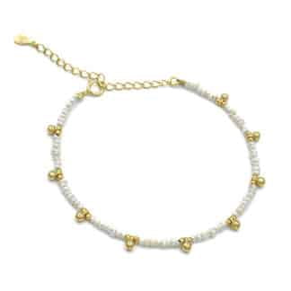 Sterling Silver Bracelet Mini Pearl and Gold - Bijoux L'Inedit