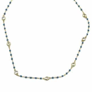 Sterling Silver Necklace Mini Turquoise and Gold - Bijoux L'Inedit
