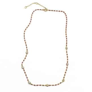 Sterling Silver Necklace Mini Gold and Red - Bijoux L'Inedit