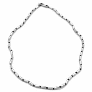 Collier pour Femme Tube Argent Noir- Bijoux L'inédit