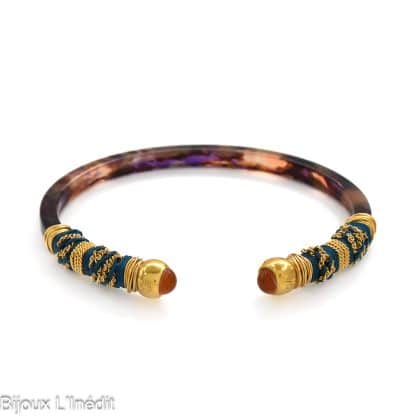 Bracelet-pour-Femme-Sari-Bis-Acétate-Doré-Gas Bijoux-Bijoux-L'Inédit