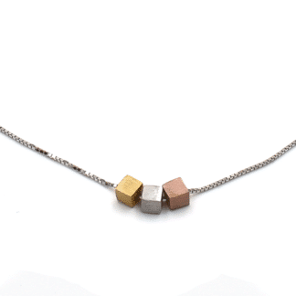 Argent Sterling Collier 3 Petits Cubes - Bijoux L'Inédit