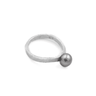 Argent Sterling Bague Jonc Ondulé et Perle - Bijoux L'inédit