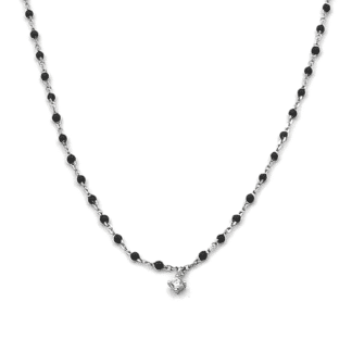 Collier- pour -Femme -Mini- Noir-Zircon Cubique-Argent-Sterling-Bijoux-L'Inédit