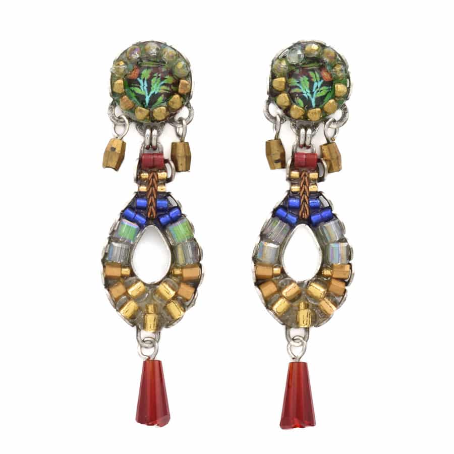 Boucles D'oreilles Clips La Tribu Rigaux – Lucite Beige, Pendantes – Diam. 5 Cm, Occa. Bon état