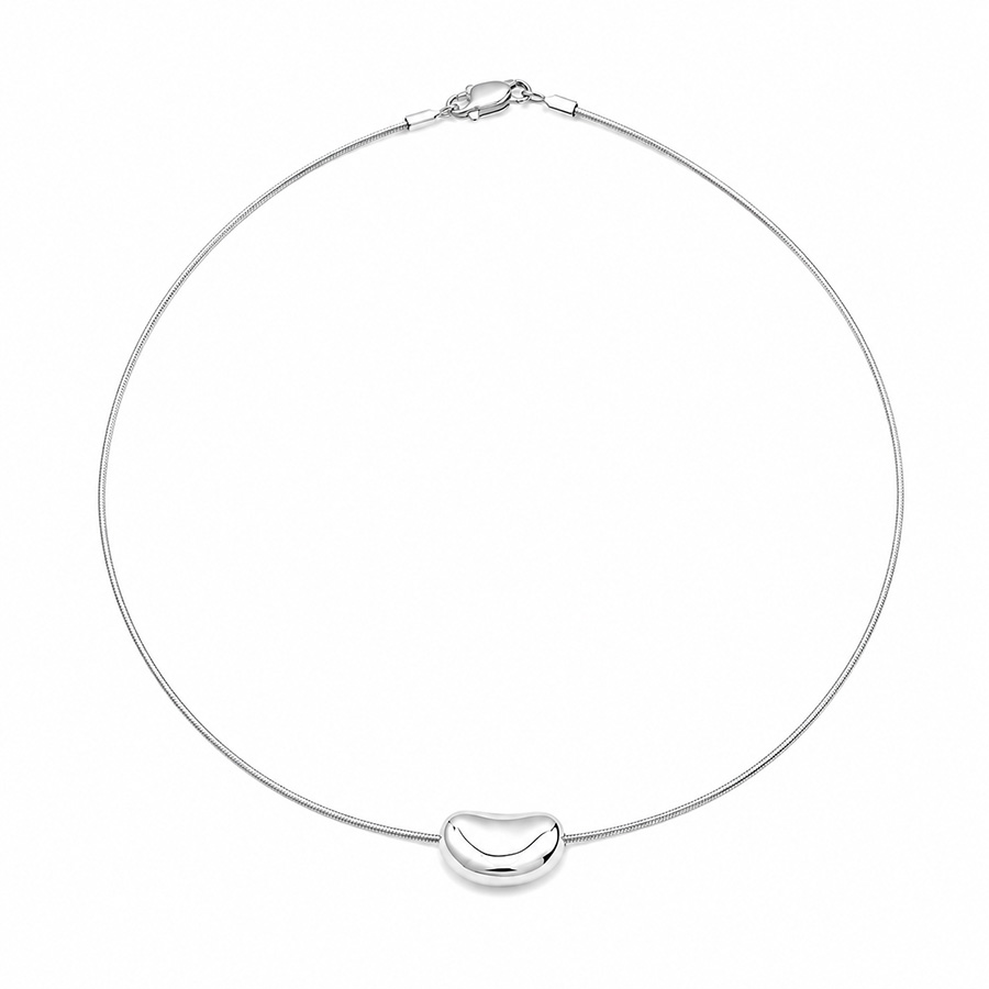 Collier-pour-Femme-Haricot-sur-Cable-Argent-Sterling
