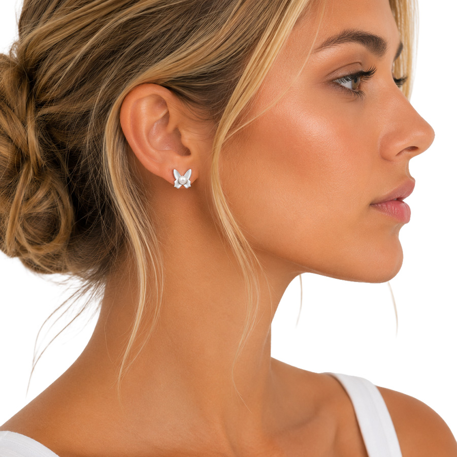 Boucles-d'Oreilles-pour-Femme-Papillon-Perlé-Argent-Sterling-Bijoux-L'Inédit