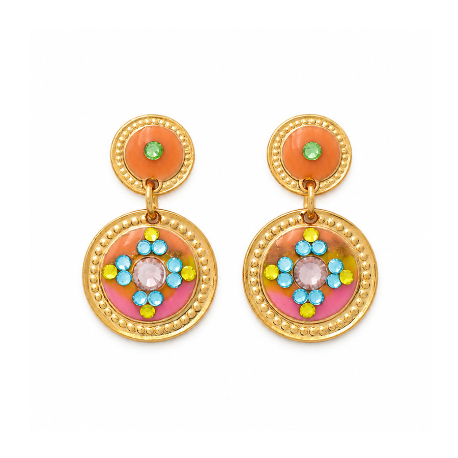 Boucles-d'Oreilles-pour-Femme-Sequin-Émail-Orange-Gas-Bijoux-Bijoux-L'Inédit