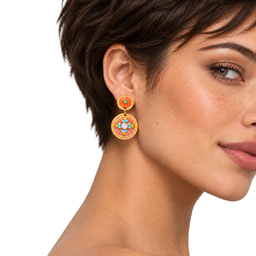 Boucles-d'Oreilles-pour-Femme-Sequin-Émail-Orange-Gas-Bijoux-Bijoux-L'Inédit (2)